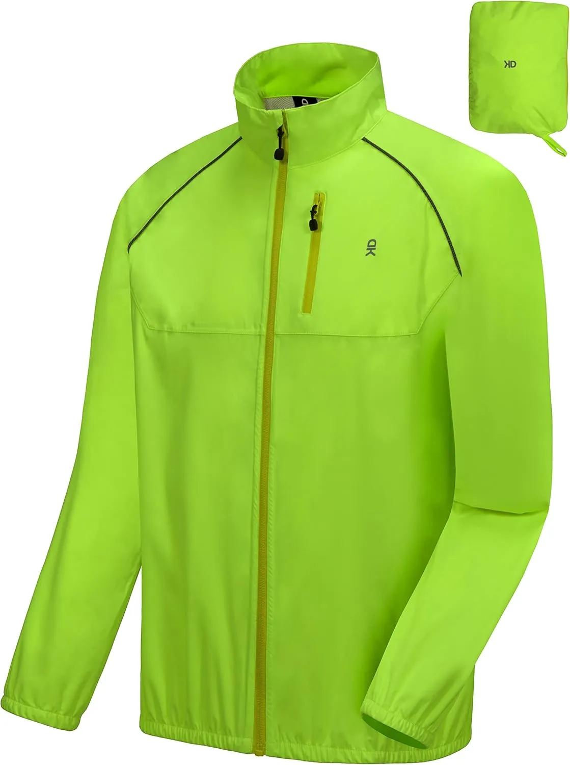 Little Donkey Andy Men's Waterproof Cycling Stretch Jacket, Running Golf Rain Jacket, Ultralight Windbreaker, Packable Yellow Size M