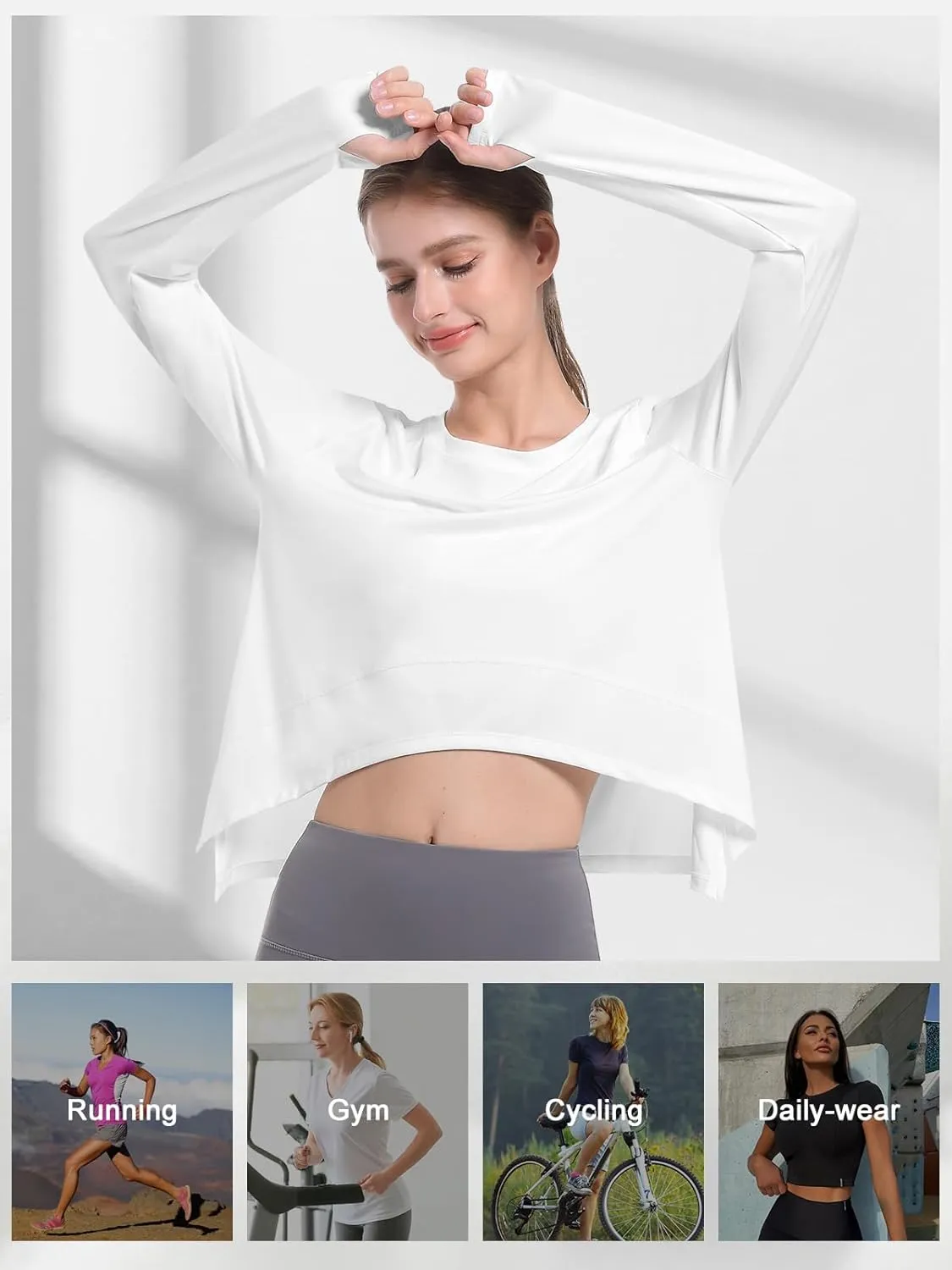 Long Sleeve Shirts for Women with Thumb Hole UPF 50  Workout Tops Flowy Athletic Shirts UV Protection Outdoor Clothing