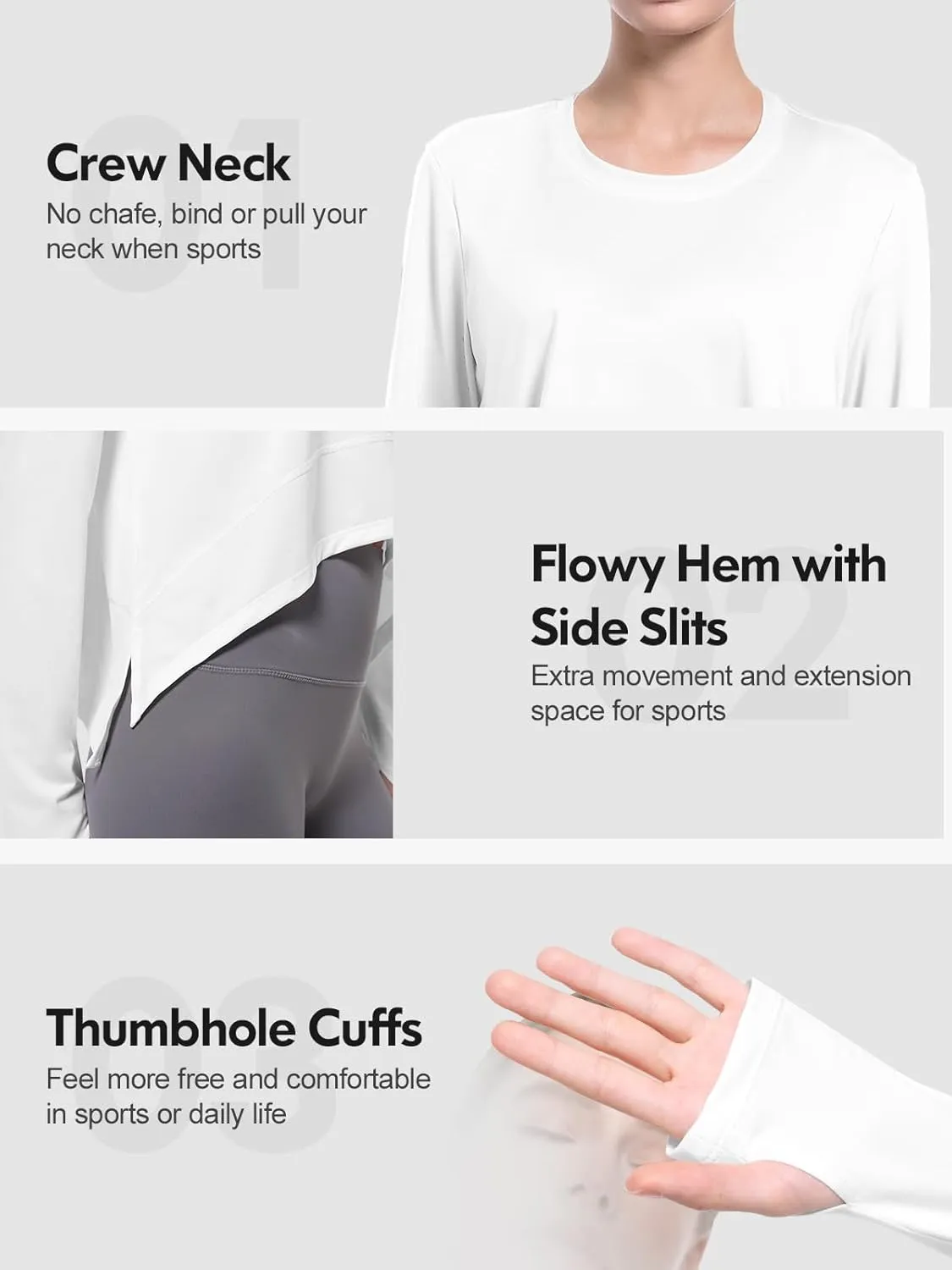Long Sleeve Shirts for Women with Thumb Hole UPF 50  Workout Tops Flowy Athletic Shirts UV Protection Outdoor Clothing