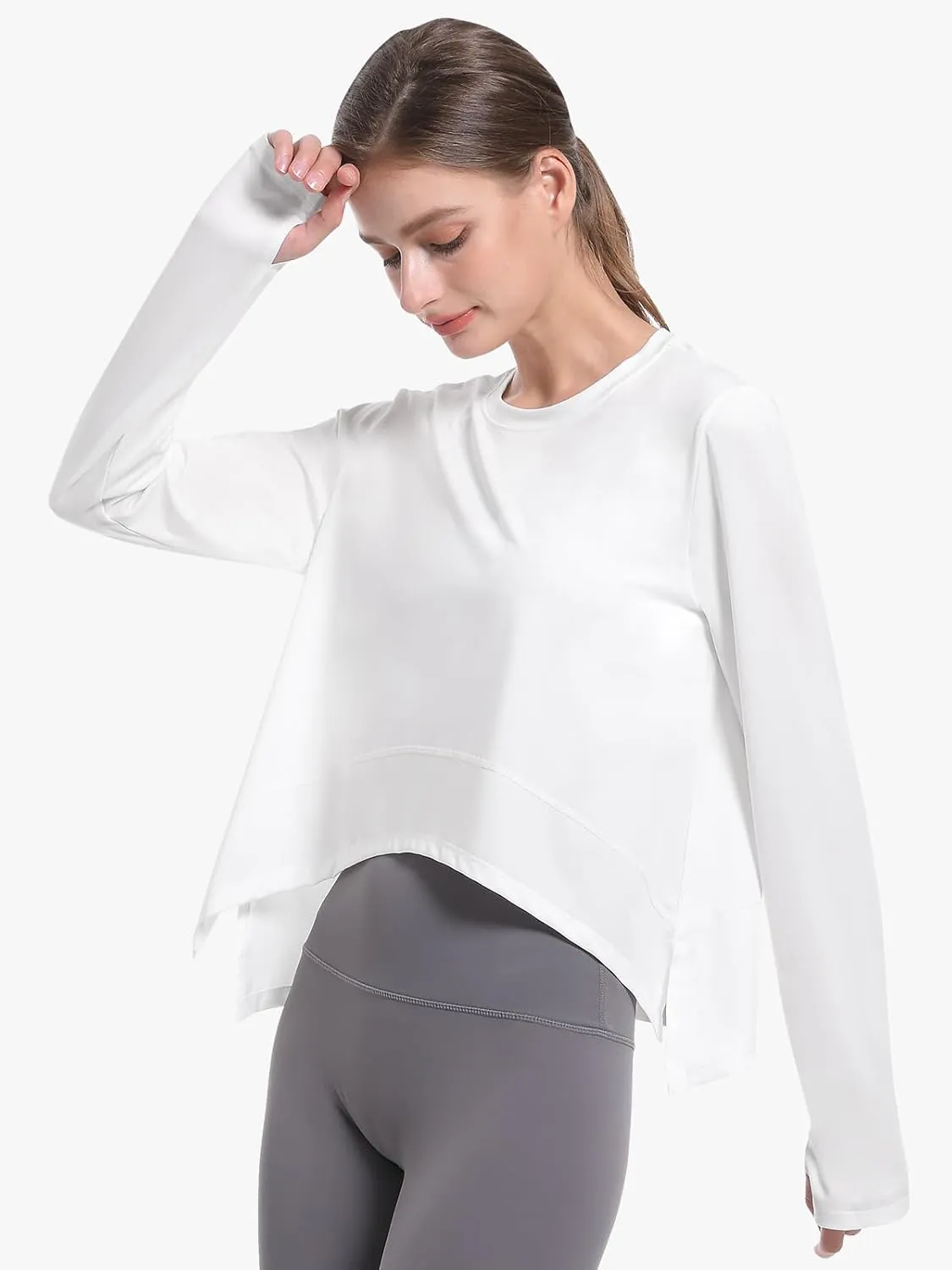 Long Sleeve Shirts for Women with Thumb Hole UPF 50  Workout Tops Flowy Athletic Shirts UV Protection Outdoor Clothing