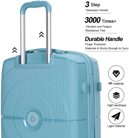 Luggage Sets 3 Piece, Hard Shell Suitcase Set with Double Spinner Wheels TSA Lock Carry On and Checked Travel Luggage, GREIGE(20/24/28) (Dark Blue)