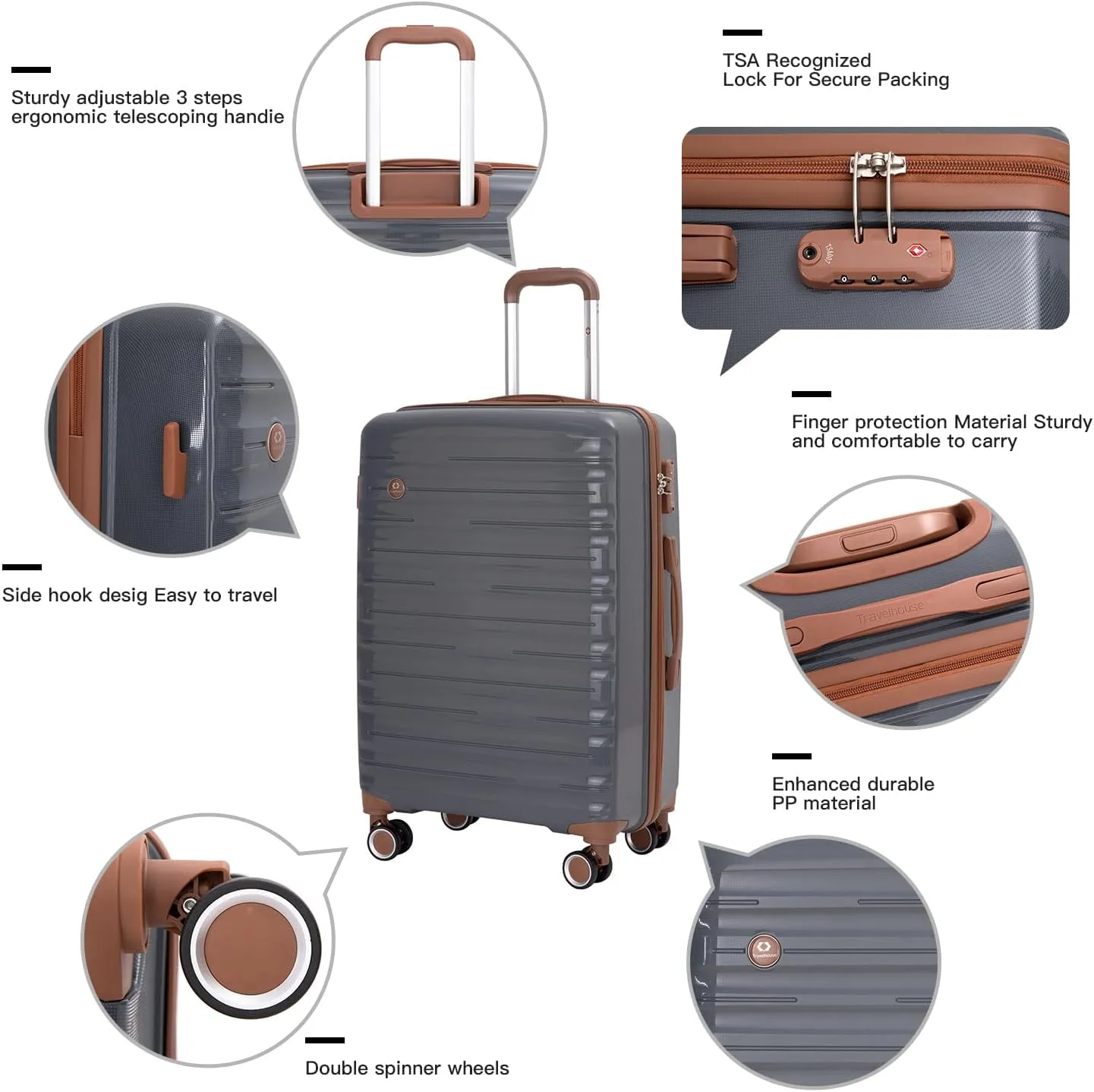 Luggage Sets 3 Piece,Suitcases with Double Spinner Wheels and TSA Lock,Hardcase 3 set Luggage with Travel Duffle Bag,Carry On Luggage Set