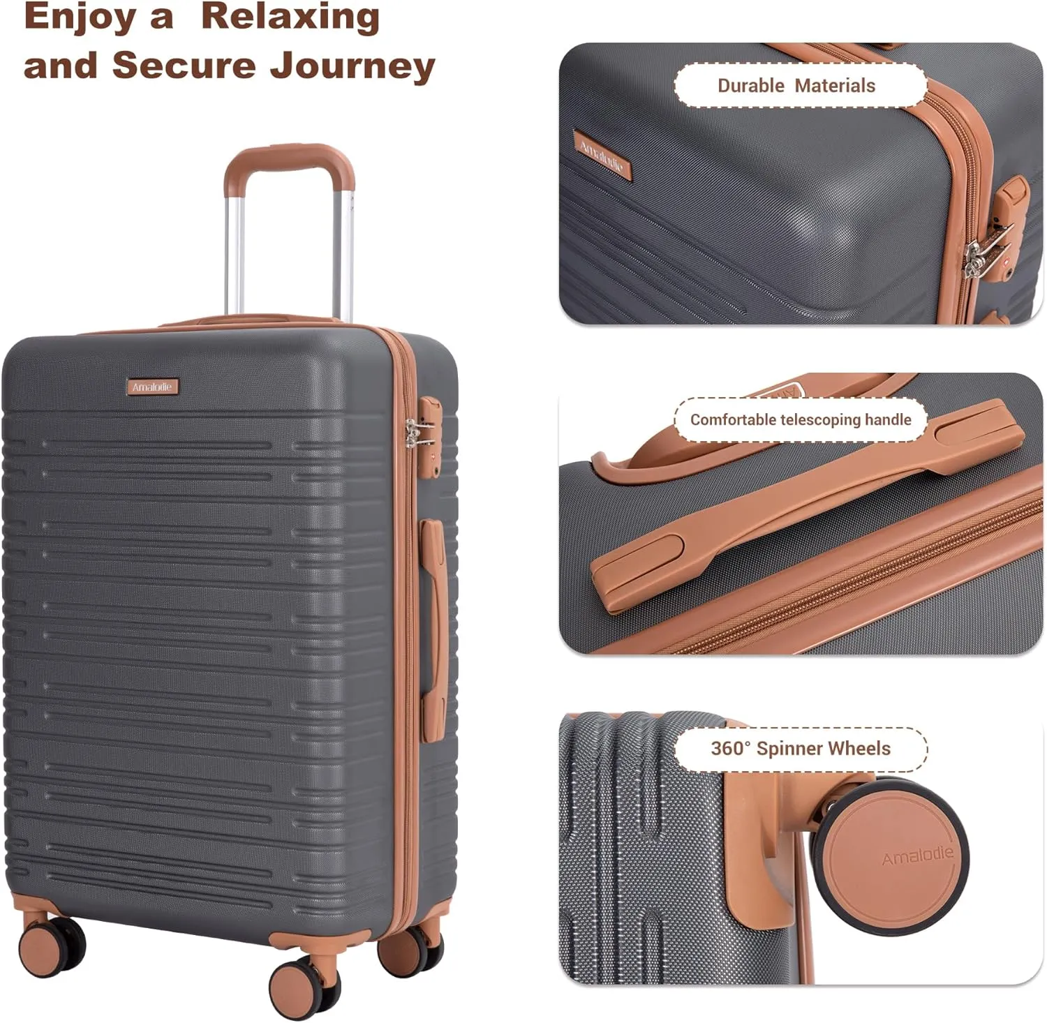 Luggage Sets 3 Piece,Suitcases with Double Spinner Wheels and TSA Lock,Hardcase 3 set Luggage with Travel Duffle Bag,Carry On Luggage Set