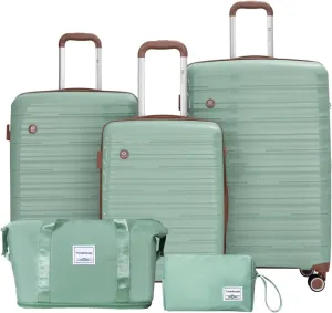 Luggage Sets 5 Piece,Suitcases with Double Spinner Wheels and TSA Lock,Hardcase 3 set Luggage with Travel Duffle Bag,Carry On Luggage Set