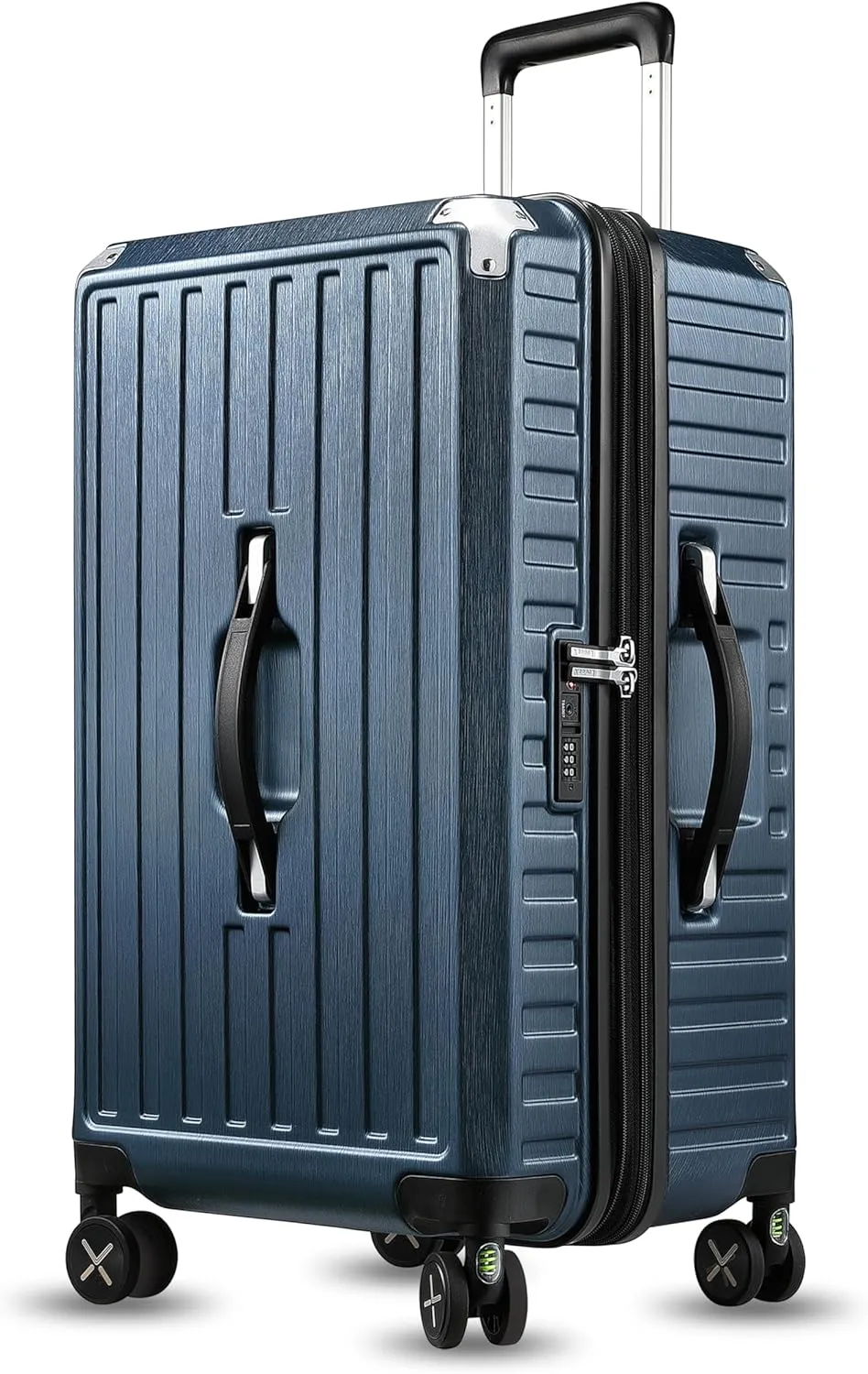 LUGGEX 26 Inch Trunk Luggage with Spinner Wheels, Deep Expandable Design, Shock Absorbing Wheels, Adventure Ready Travel Companion, Blue, 67.2L