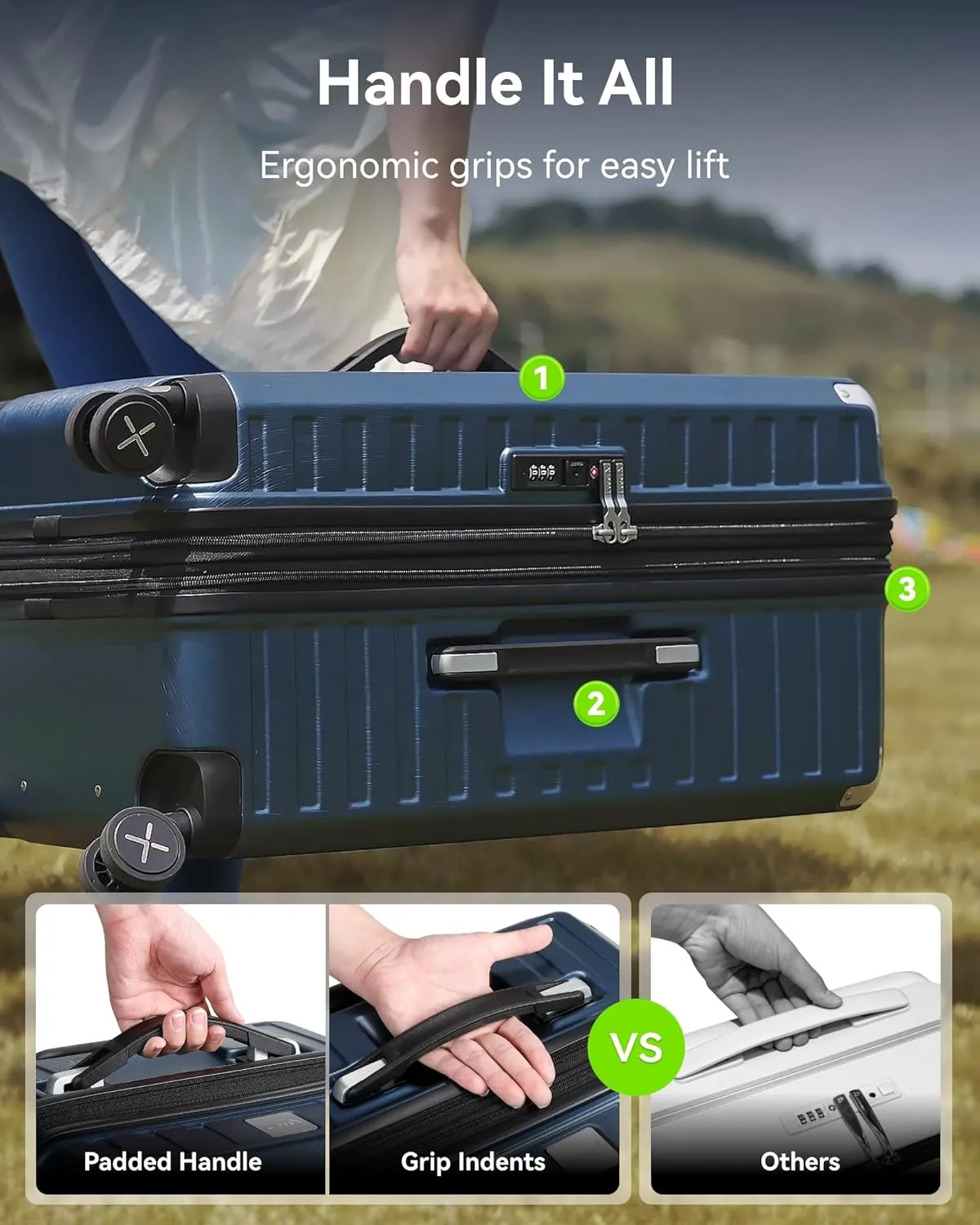 LUGGEX 26 Inch Trunk Luggage with Spinner Wheels, Deep Expandable Design, Shock Absorbing Wheels, Adventure Ready Travel Companion, Blue, 67.2L