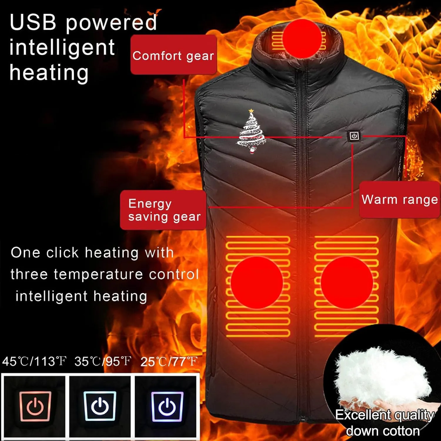maisdgop Heated Vest Women Unisex Puffer Electric Heating Vest Ski Hunting Sleeveless 3 Gear 9 Heat Zones Heated Jackets