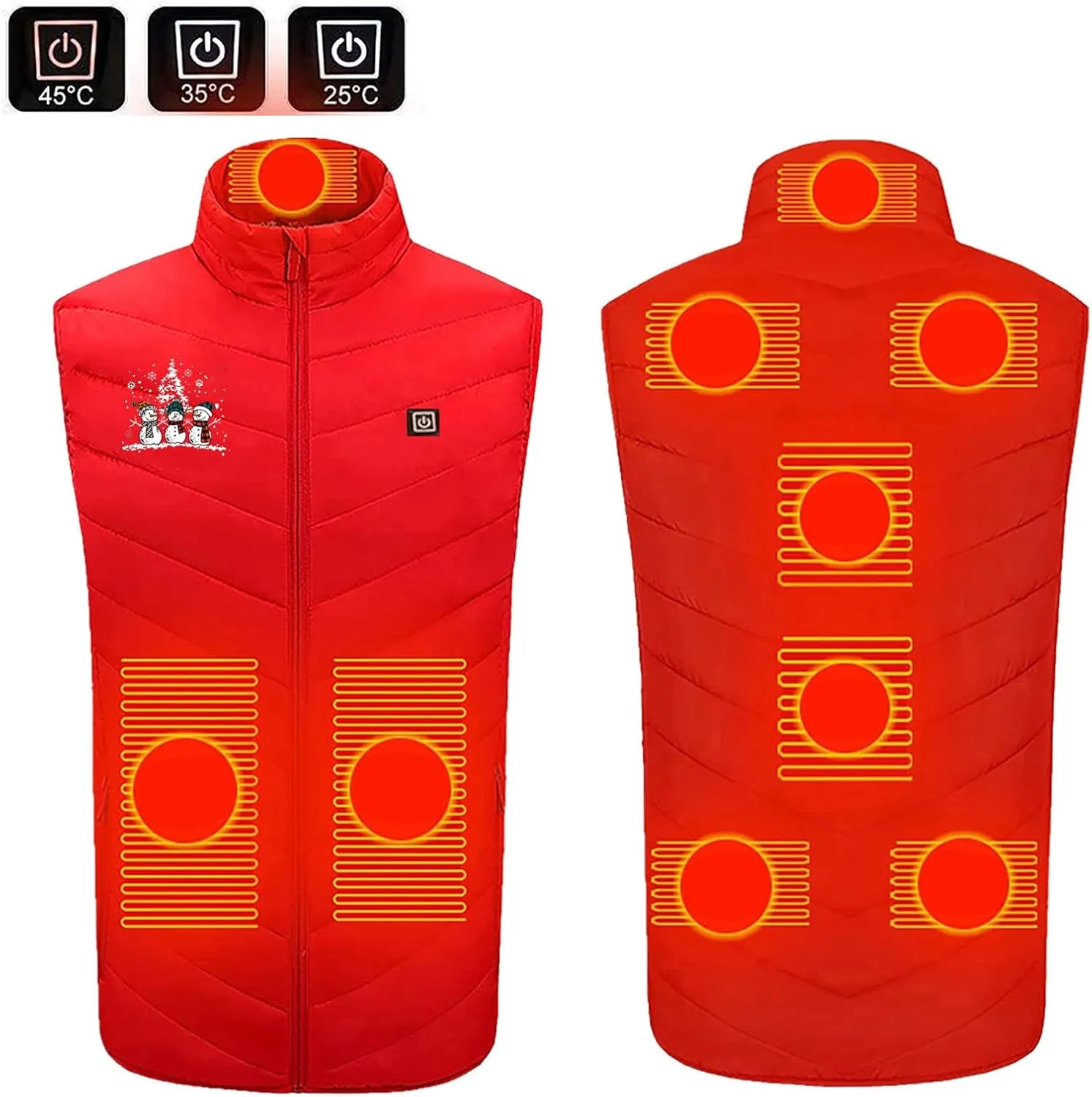 maisdgop Heated Vest Women Unisex Puffer Electric Heating Vest Ski Hunting Sleeveless 3 Gear 9 Heat Zones Heated Jackets