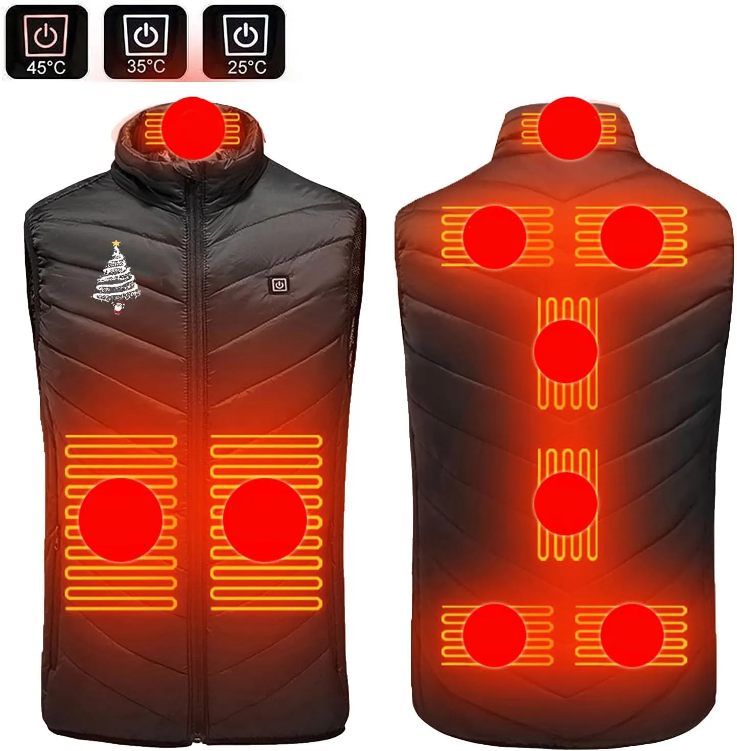 maisdgop Heated Vest Women Unisex Puffer Electric Heating Vest Ski Hunting Sleeveless 3 Gear 9 Heat Zones Heated Jackets
