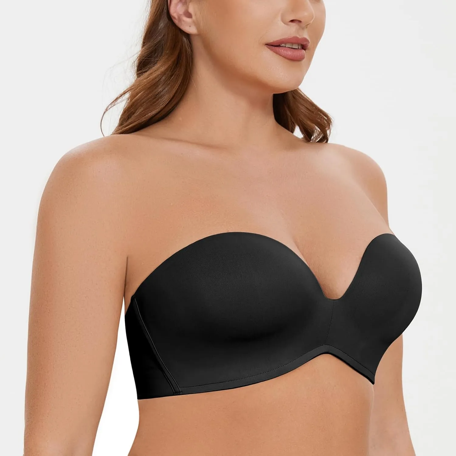 MELENECA Women's Wirefree Push Up Lightly Padded with Anti-Slip Support Strapless Bra