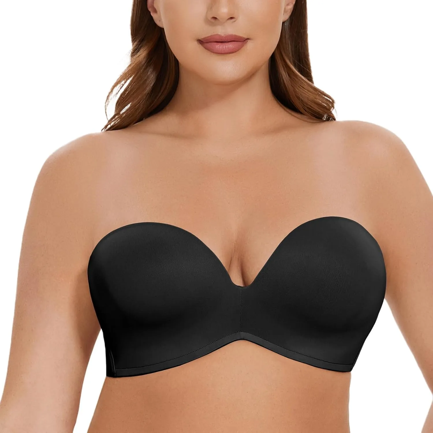 MELENECA Women's Wirefree Push Up Lightly Padded with Anti-Slip Support Strapless Bra