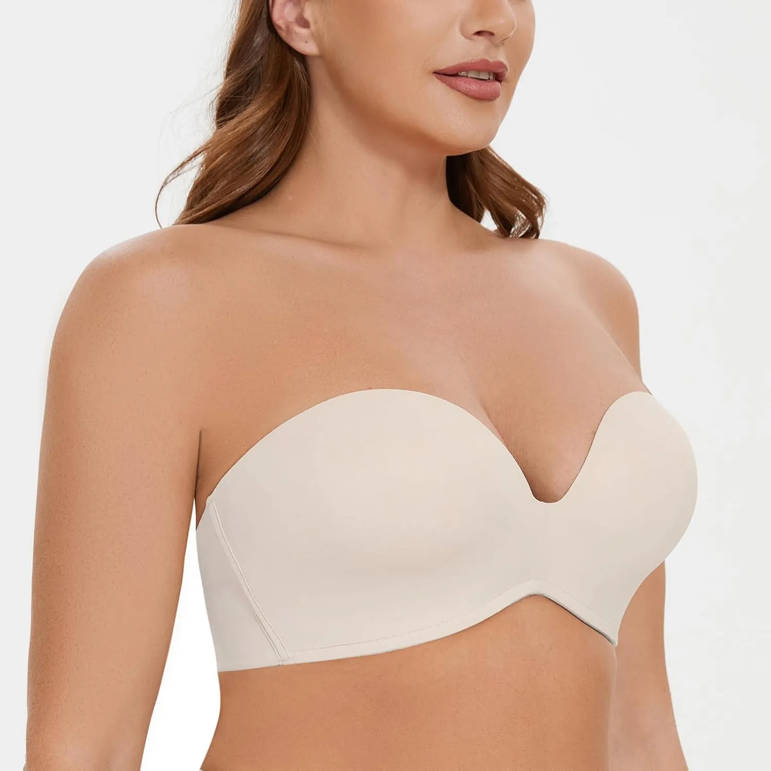 MELENECA Women's Wirefree Push Up Lightly Padded with Anti-Slip Support Strapless Bra