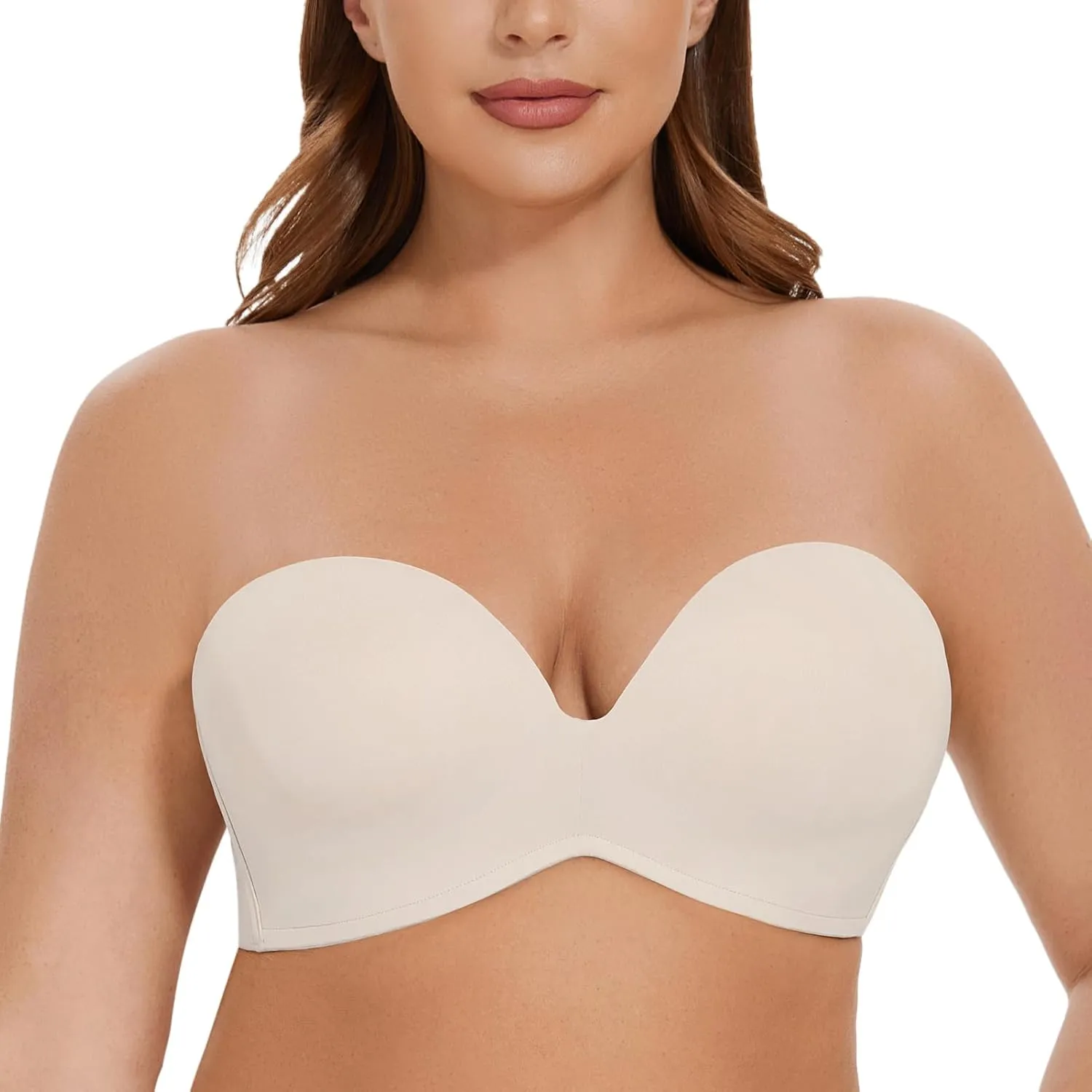 MELENECA Women's Wirefree Push Up Lightly Padded with Anti-Slip Support Strapless Bra