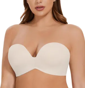 MELENECA Women's Wirefree Push Up Lightly Padded with Anti-Slip Support Strapless Bra