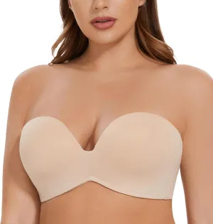 MELENECA Women's Wirefree Push Up Lightly Padded with Anti-Slip Support Strapless Bra