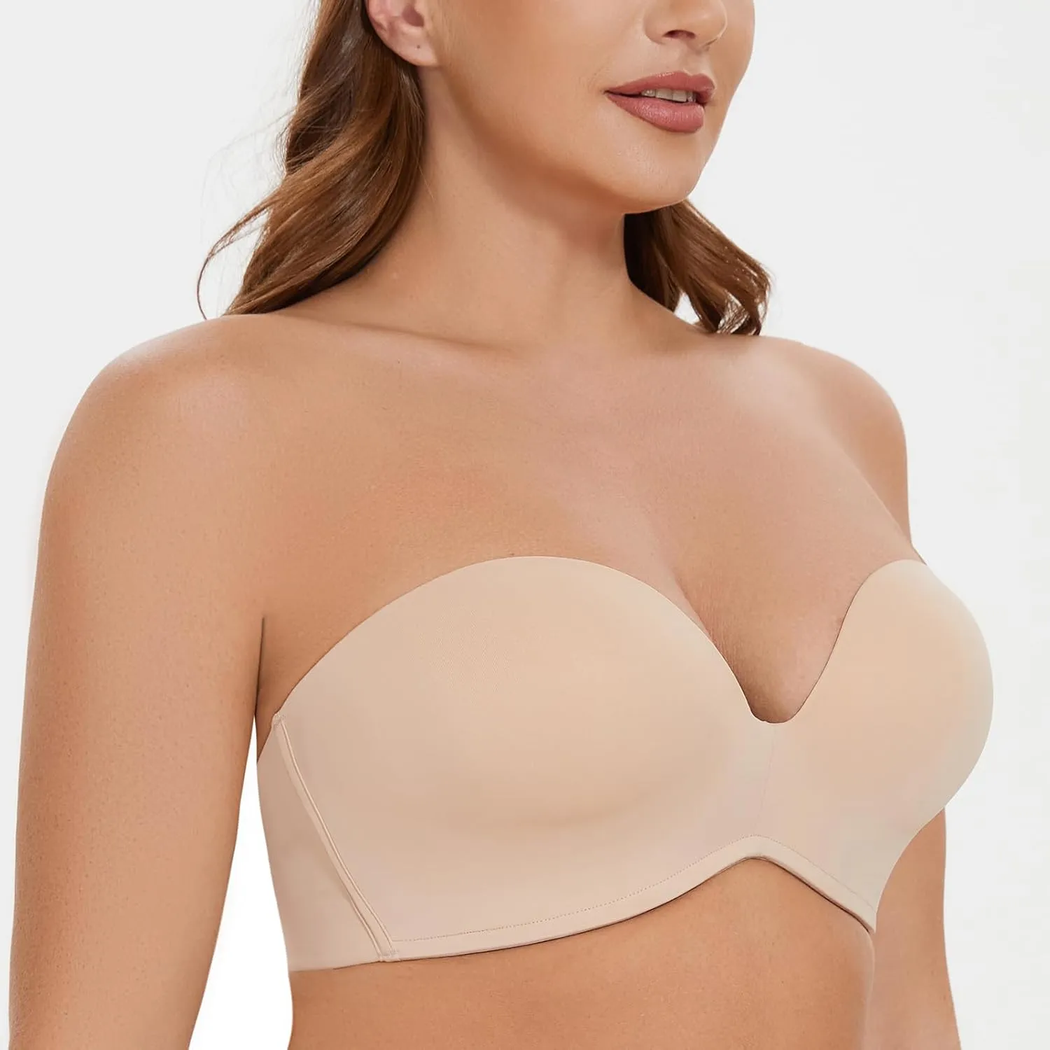 MELENECA Women's Wirefree Push Up Lightly Padded with Anti-Slip Support Strapless Bra