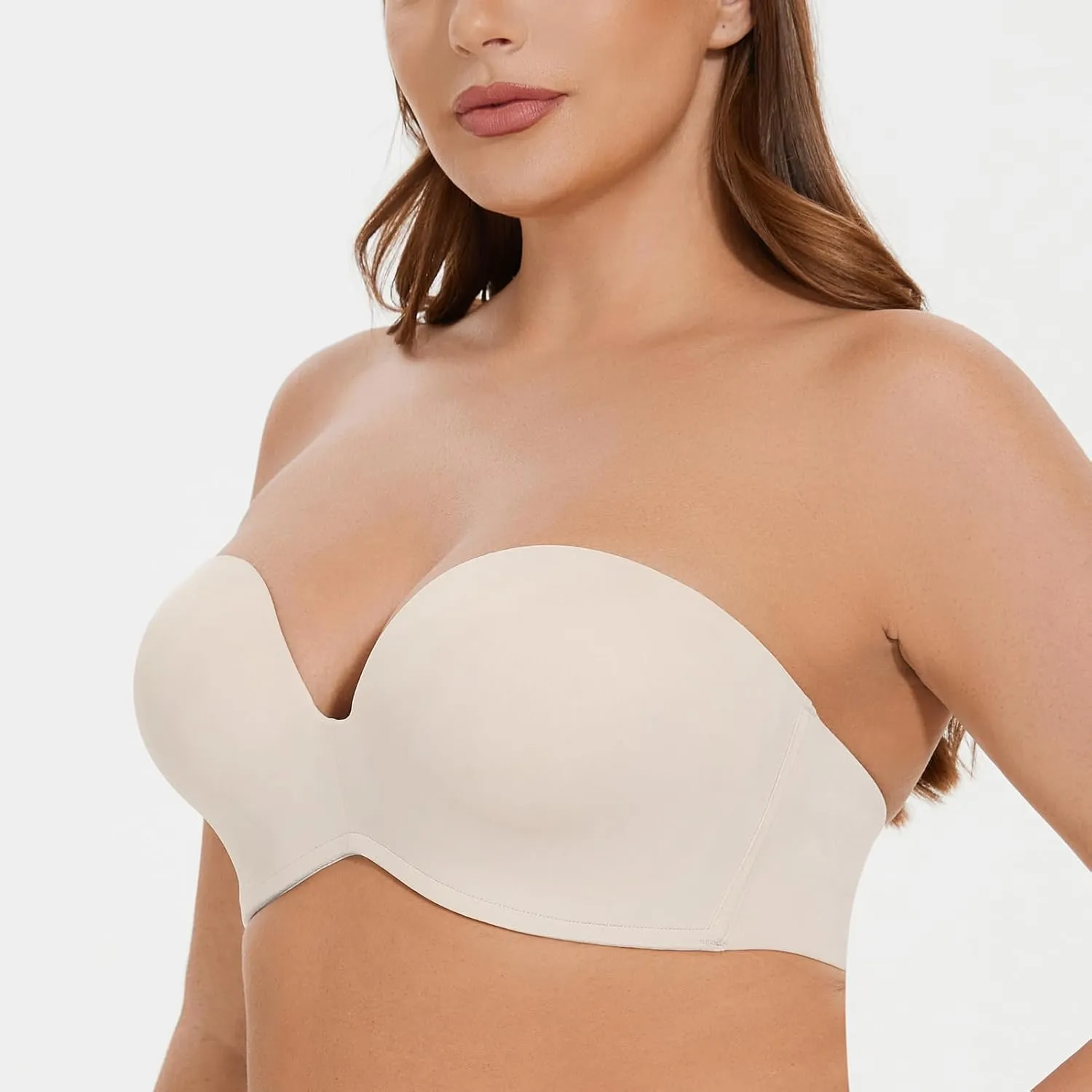 MELENECA Women's Wirefree Push Up Lightly Padded with Anti-Slip Support Strapless Bra