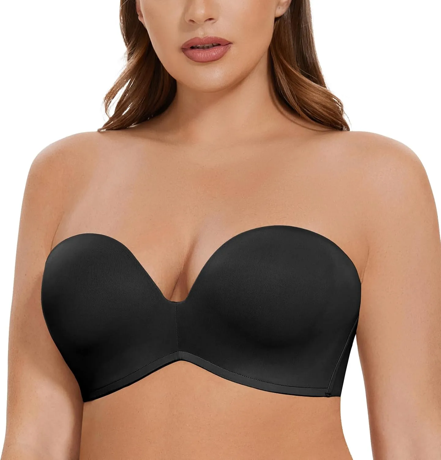 MELENECA Women's Wirefree Push Up Lightly Padded with Anti-Slip Support Strapless Bra