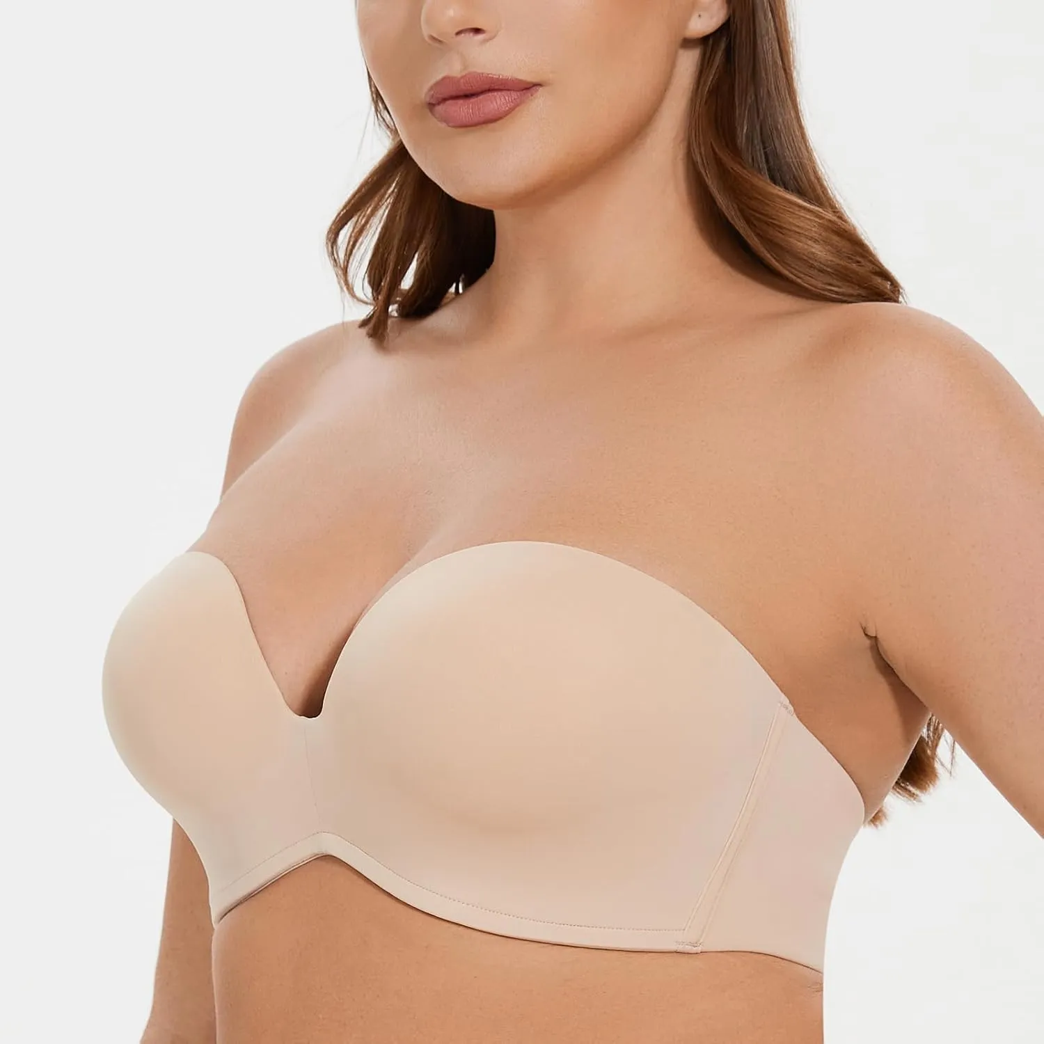 MELENECA Women's Wirefree Push Up Lightly Padded with Anti-Slip Support Strapless Bra