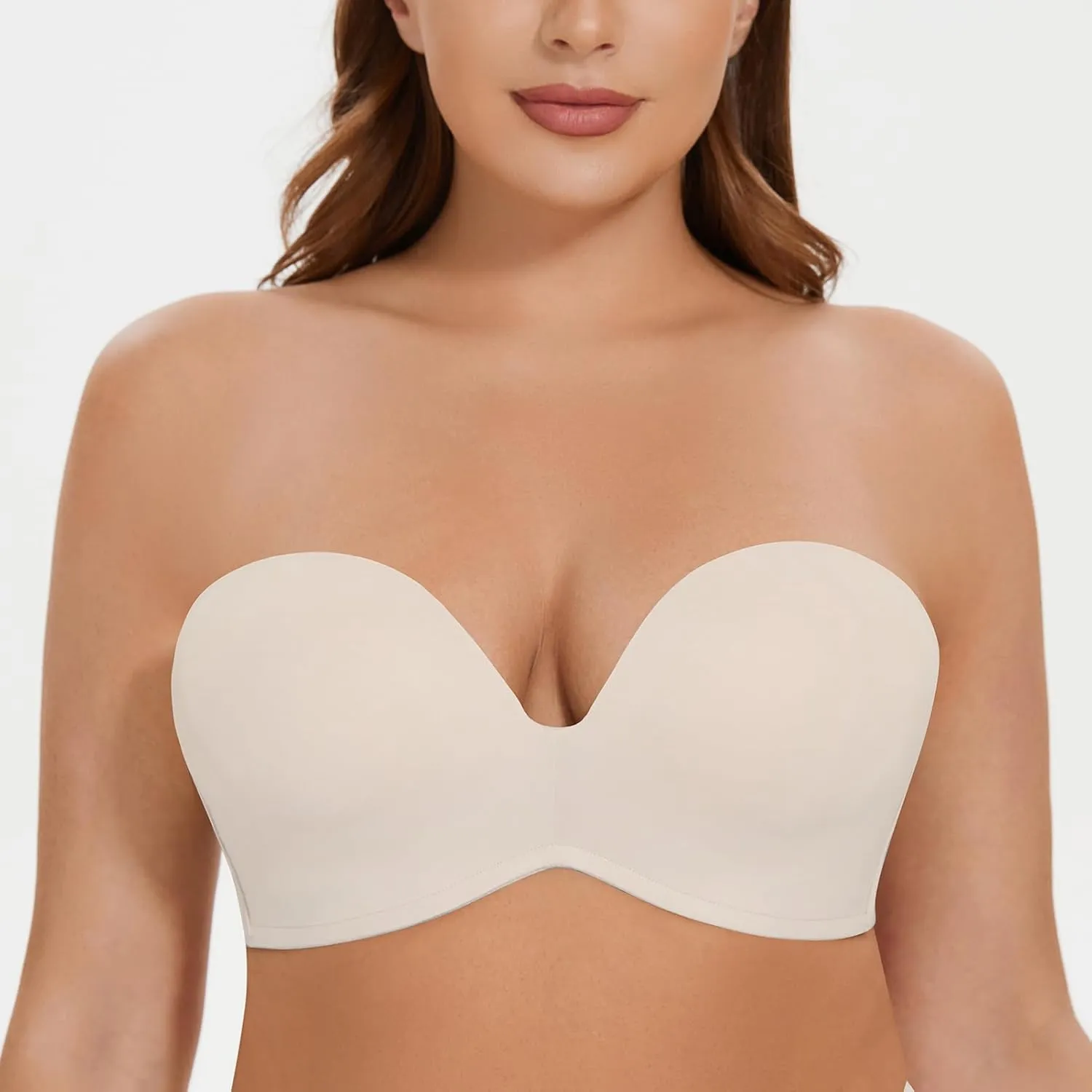 MELENECA Women's Wirefree Push Up Lightly Padded with Anti-Slip Support Strapless Bra