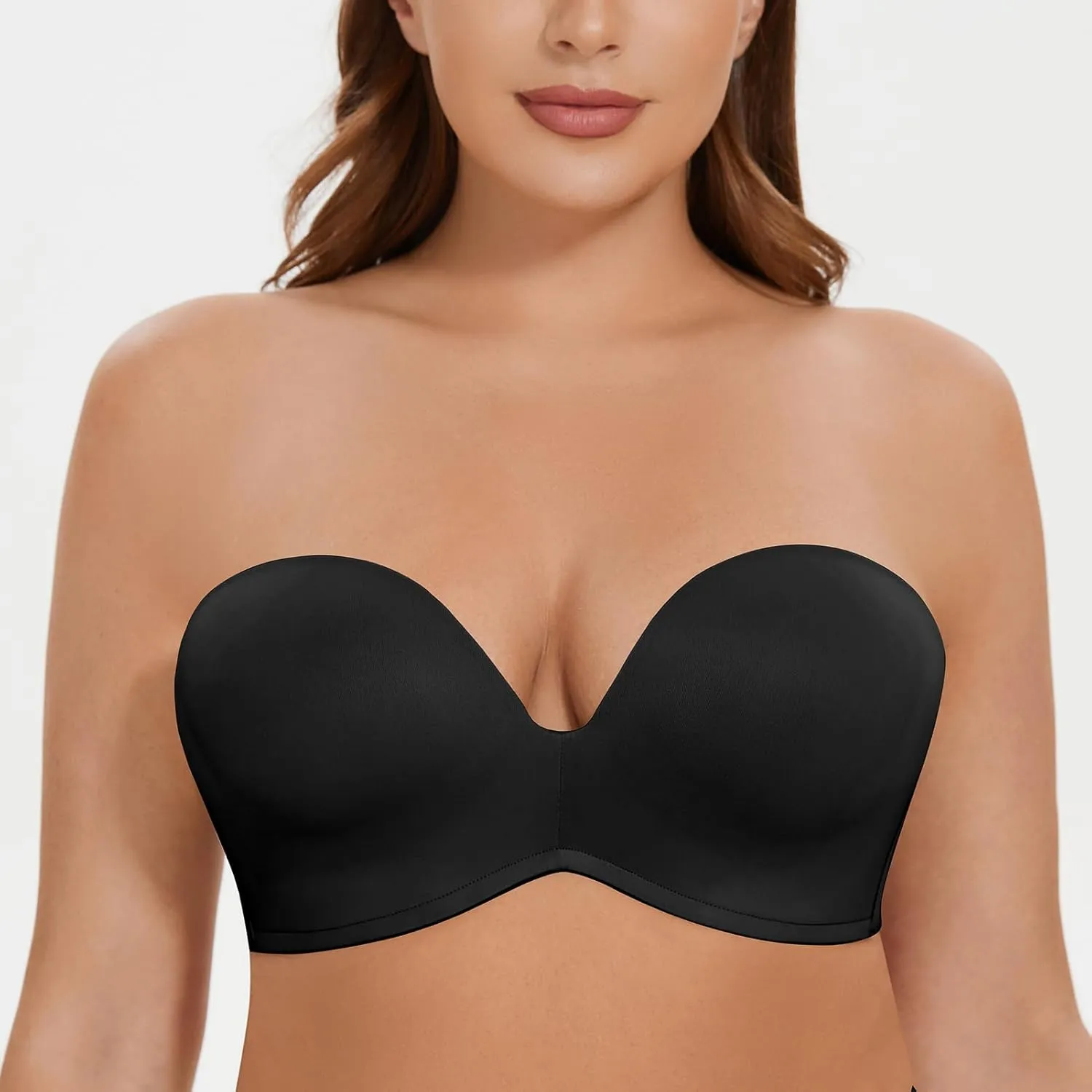 MELENECA Women's Wirefree Push Up Lightly Padded with Anti-Slip Support Strapless Bra