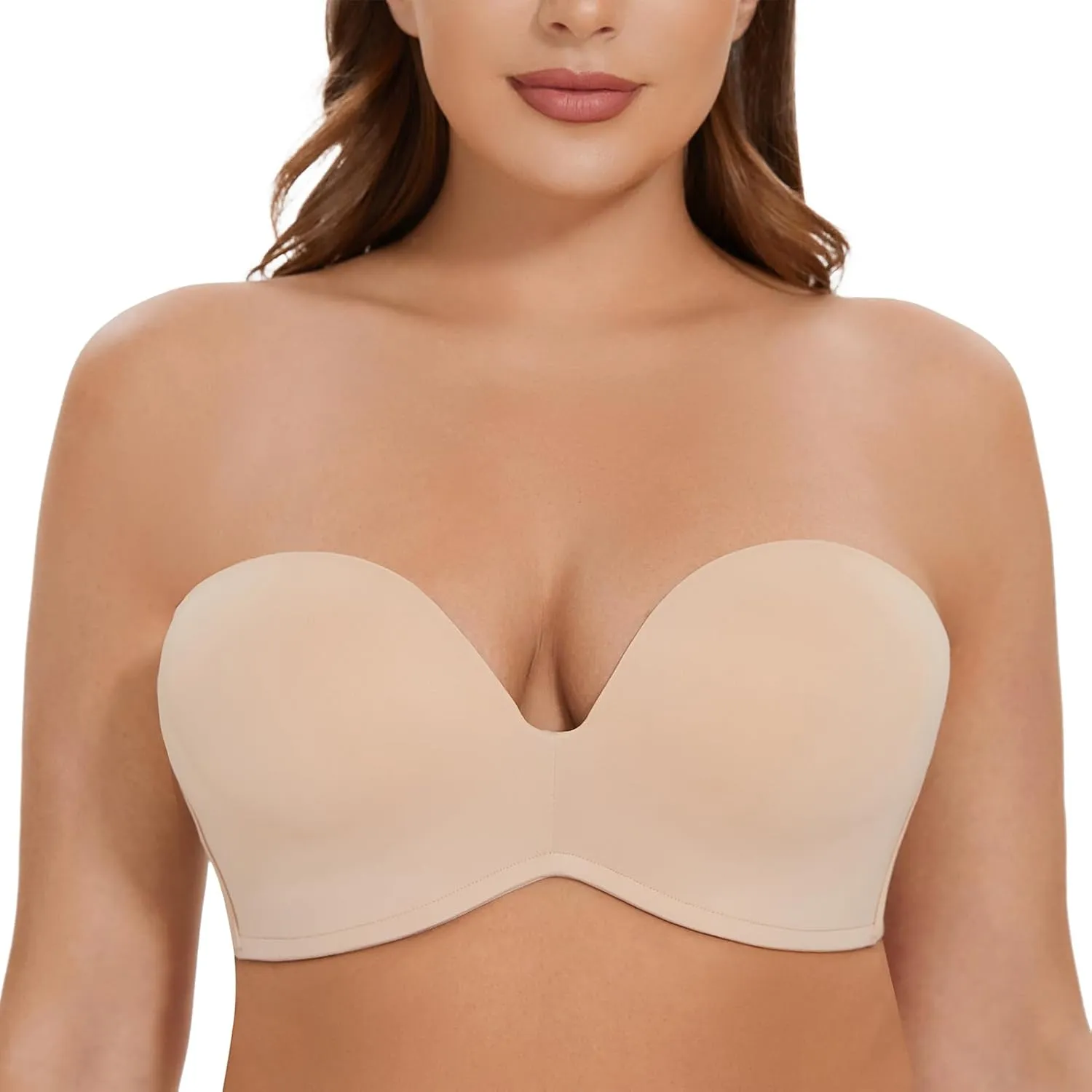 MELENECA Women's Wirefree Push Up Lightly Padded with Anti-Slip Support Strapless Bra
