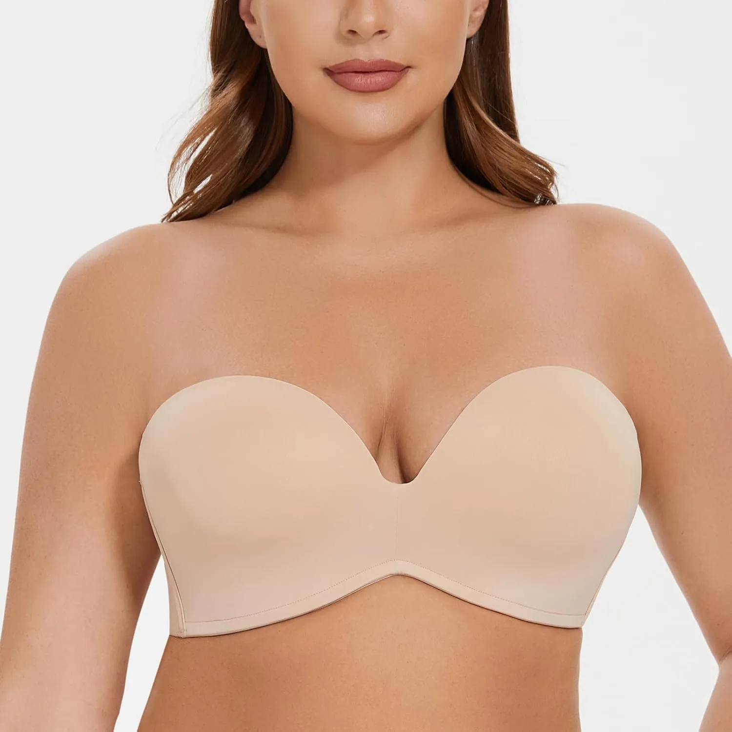MELENECA Women's Wirefree Push Up Lightly Padded with Anti-Slip Support Strapless Bra