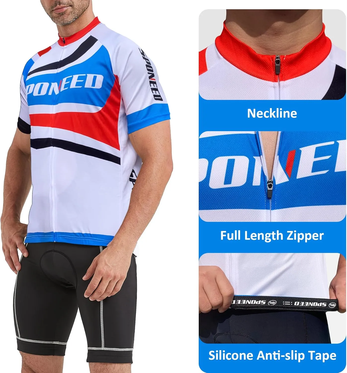 Men Bike Jersey Short Sleeve Road Cycling Shirts Biking Tops Moisture Wicking