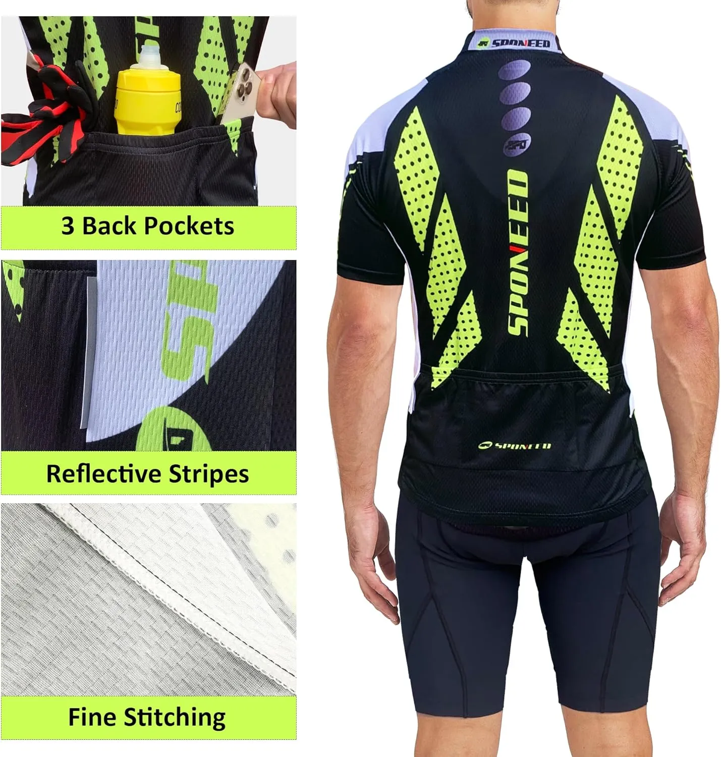 Men Bike Jersey Short Sleeve Road Cycling Shirts Biking Tops Moisture Wicking