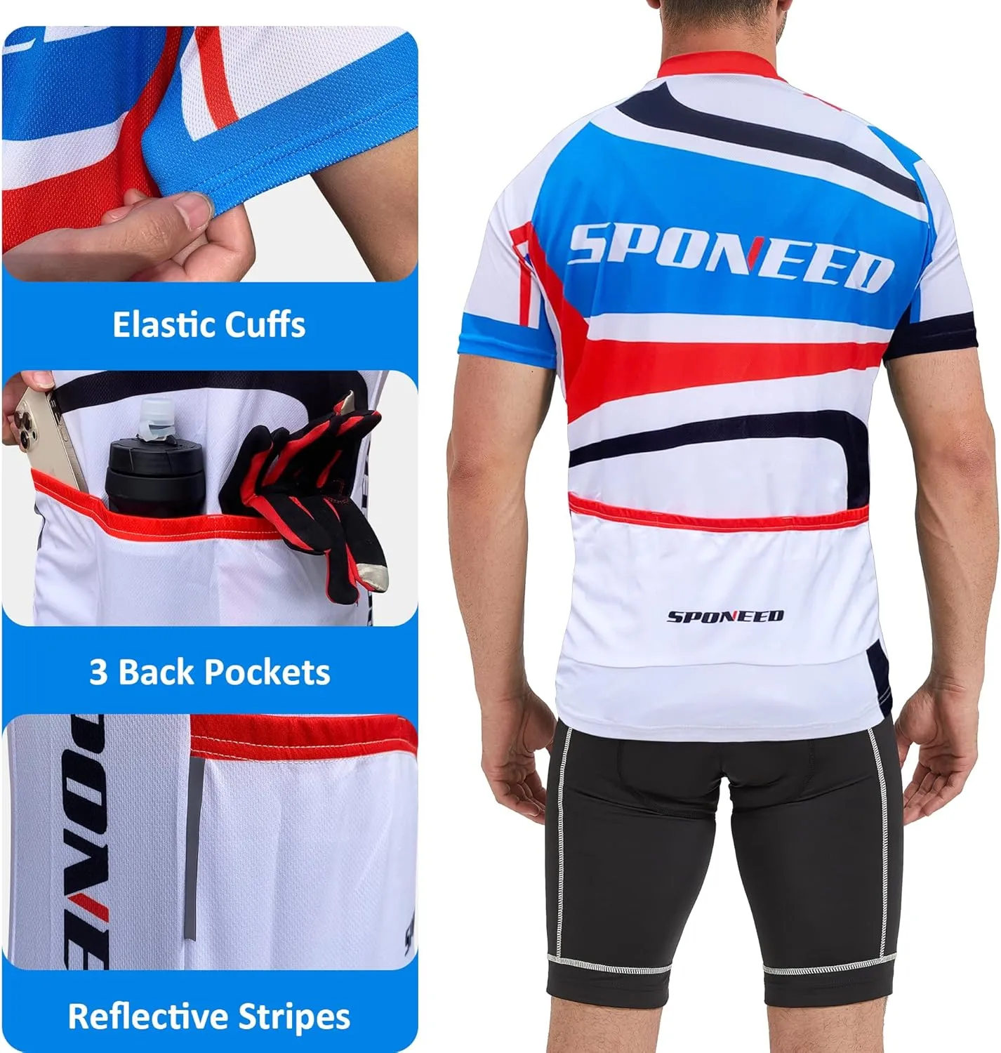 Men Bike Jersey Short Sleeve Road Cycling Shirts Biking Tops Moisture Wicking