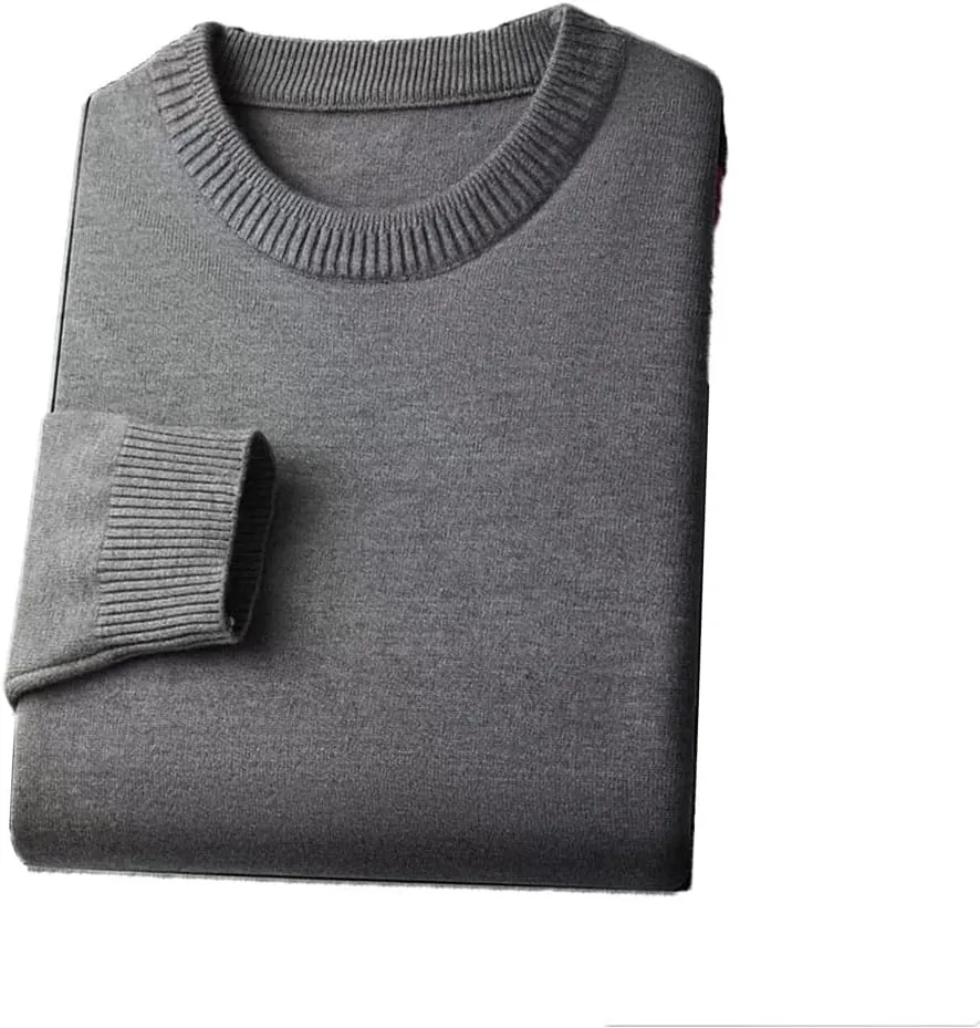 Men Knit Sweater Long Sleeve Crew Neck Pullover Lightweight Solid Color Casual Coat
