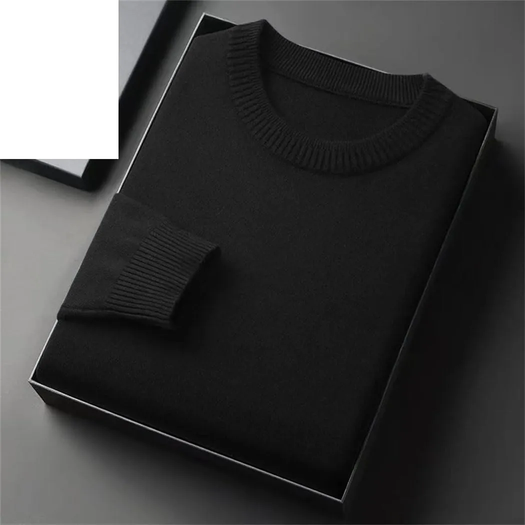 Men Knit Sweater Long Sleeve Crew Neck Pullover Lightweight Solid Color Casual Coat
