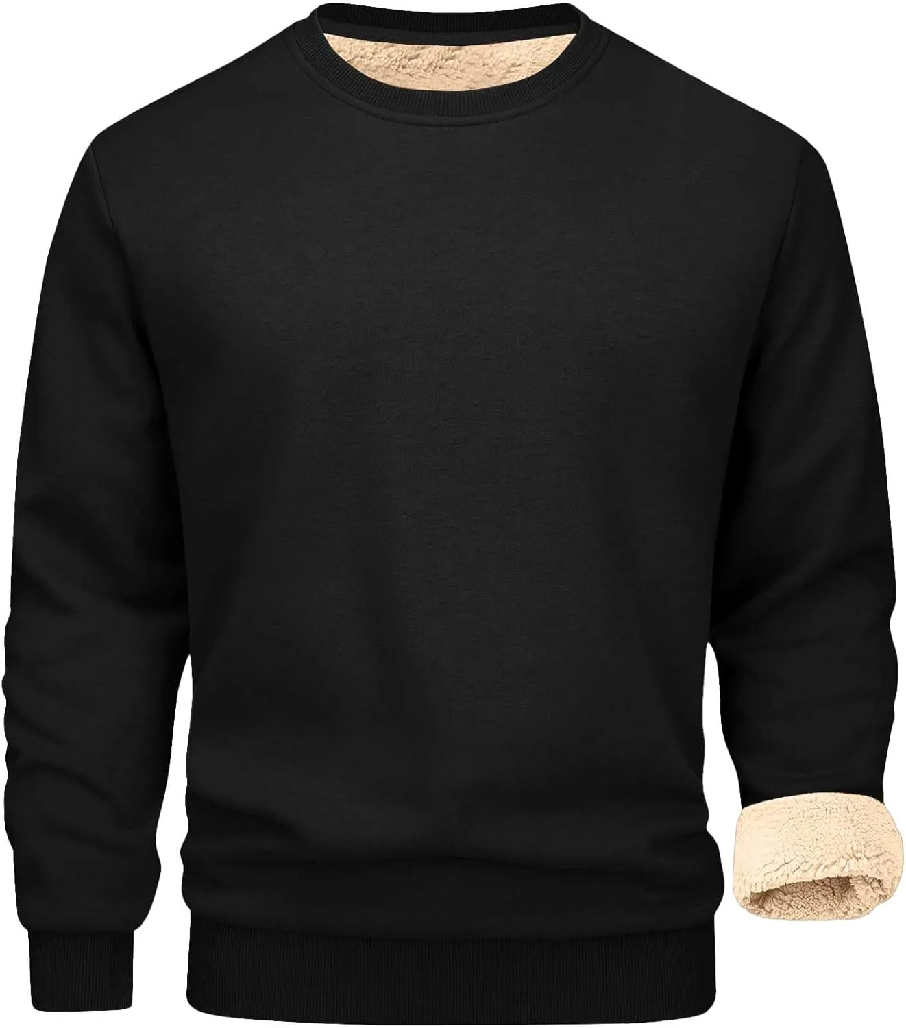Men's 2 Piece Sweatsuits Sherpa Fleece Lined Pullover and Joggers Sweatpants Sets Casual Crewneck Undershirts Outfits