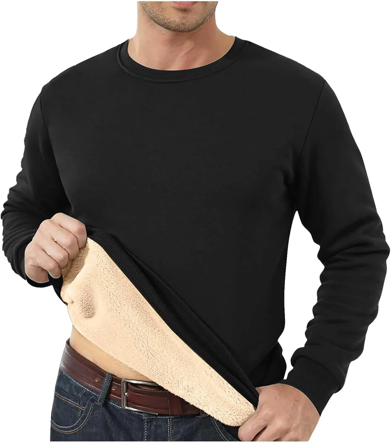 Men's 2 Piece Sweatsuits Sherpa Fleece Lined Pullover and Joggers Sweatpants Sets Casual Crewneck Undershirts Outfits