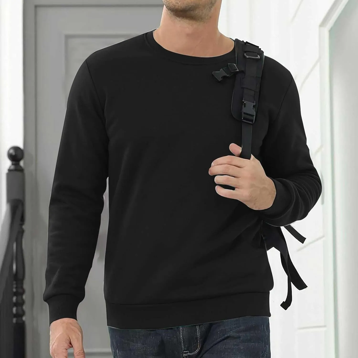 Men's 2 Piece Sweatsuits Sherpa Fleece Lined Pullover and Joggers Sweatpants Sets Casual Crewneck Undershirts Outfits