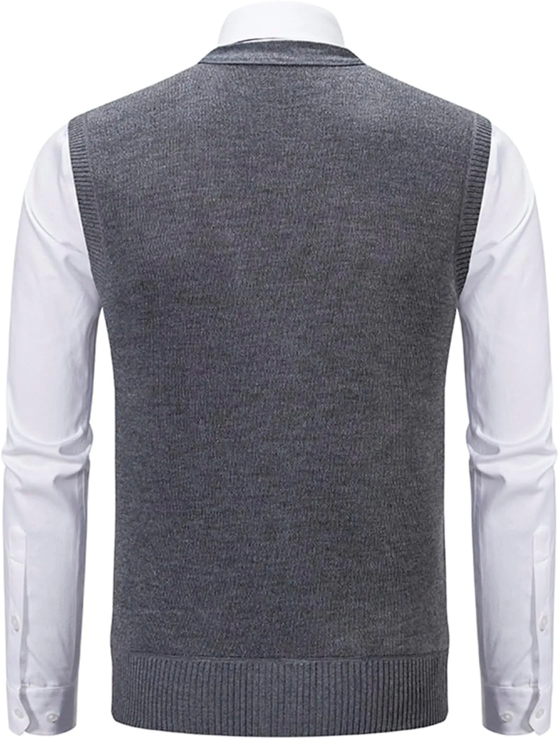 Men's Argyle Vest Sweater Sherpa Fleece Lined Sweater Sleeveless V Neck Knitted Button Down Sweater Casual Tops