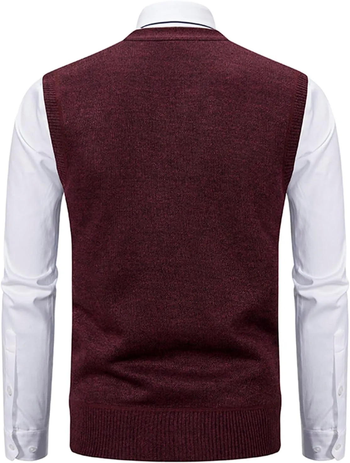 Men's Argyle Vest Sweater Sherpa Fleece Lined Sweater Sleeveless V Neck Knitted Button Down Sweater Casual Tops