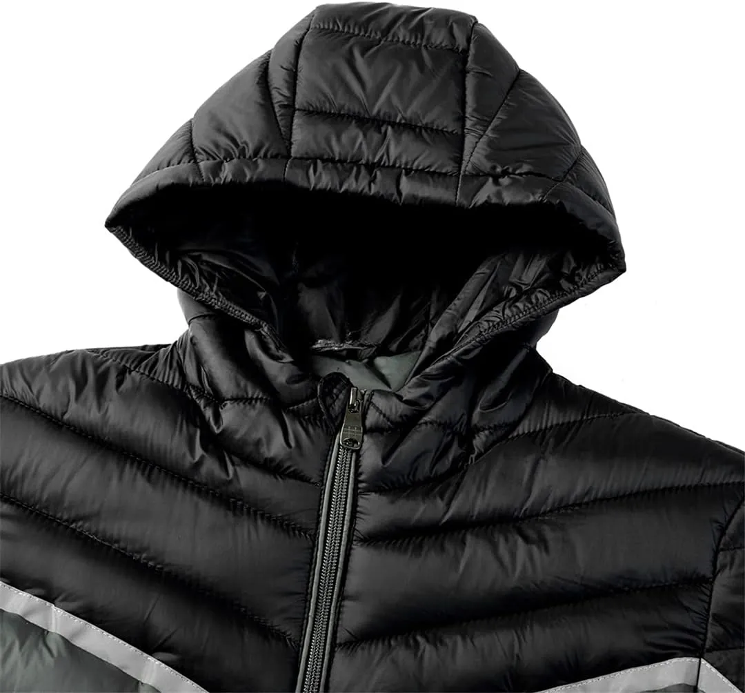 Men's Autumn And Winter Big Hooded Cotton-Padded Jacket Stitching Cotton-Padded Jacket