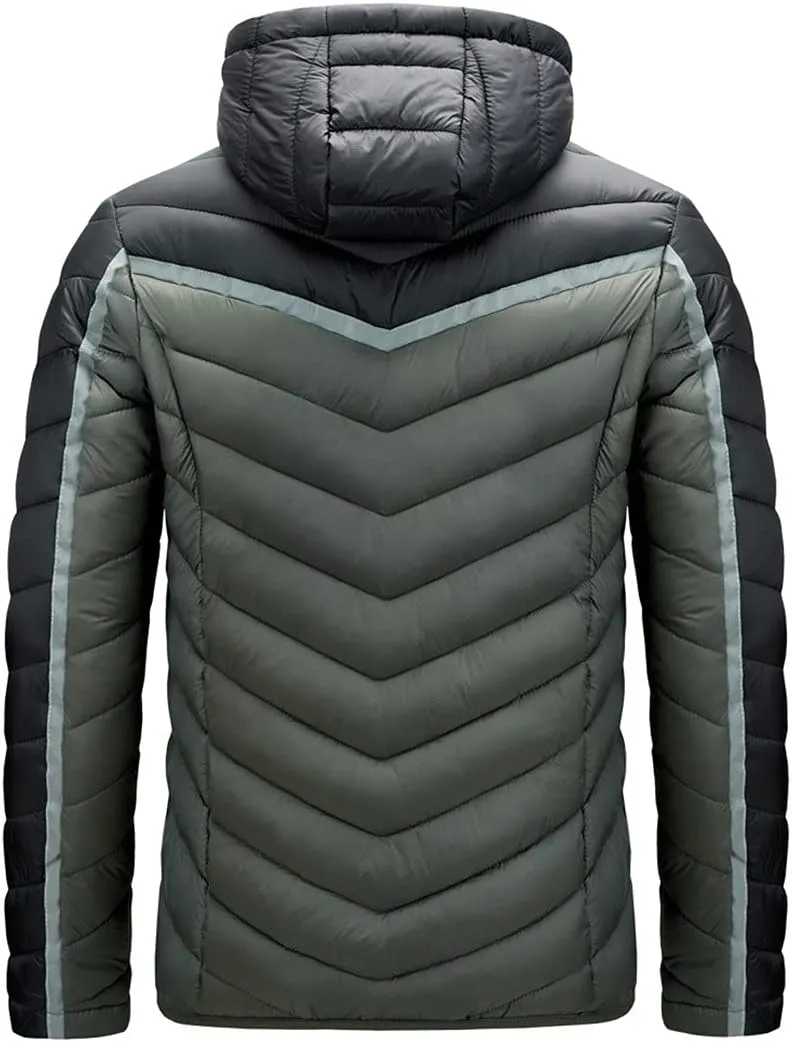 Men's Autumn And Winter Big Hooded Cotton-Padded Jacket Stitching Cotton-Padded Jacket