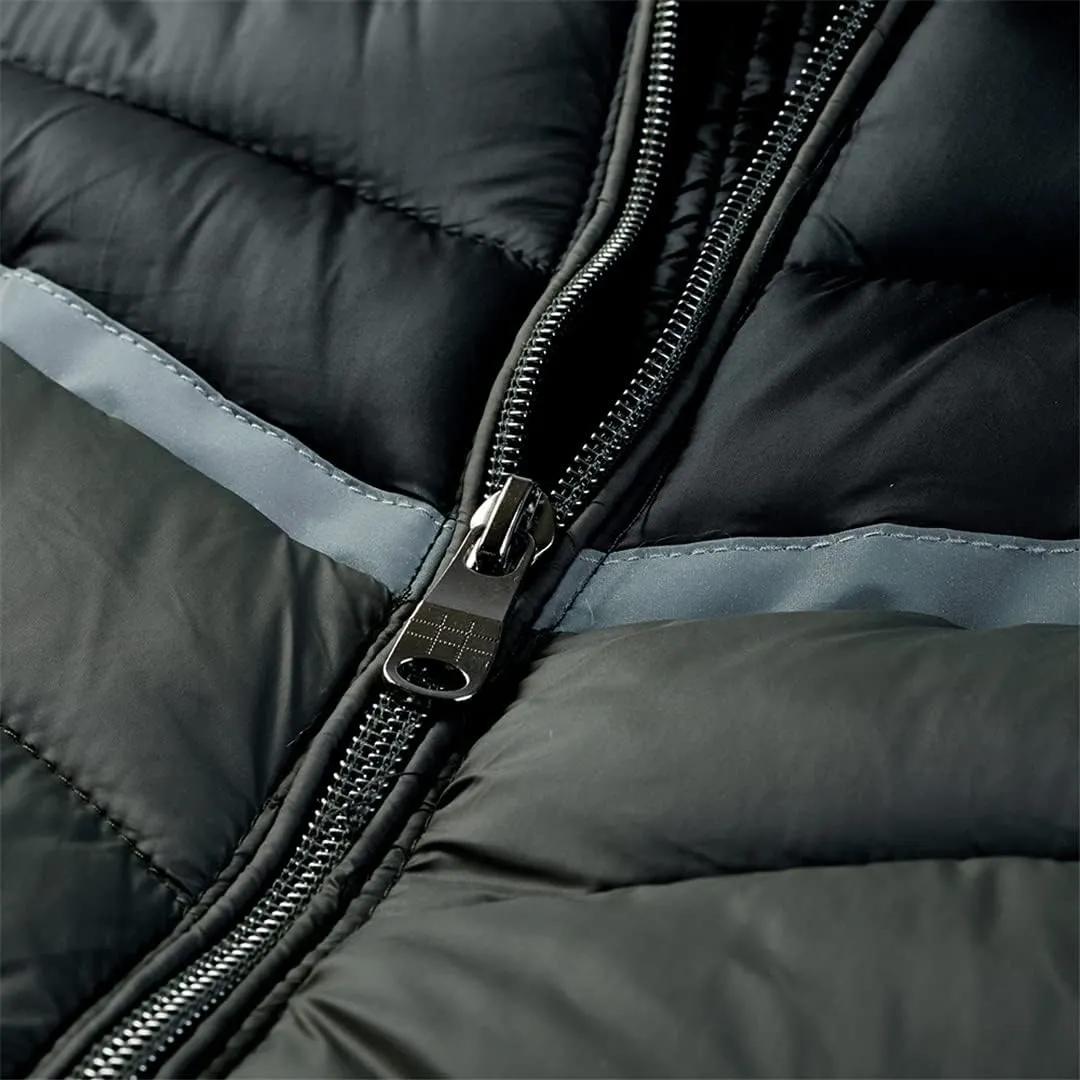 Men's Autumn And Winter Big Hooded Cotton-Padded Jacket Stitching Cotton-Padded Jacket