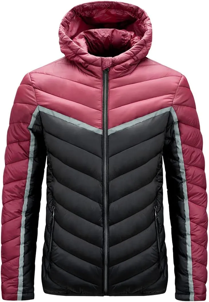 Men's Autumn And Winter Big Hooded Cotton-Padded Jacket Stitching Cotton-Padded Jacket