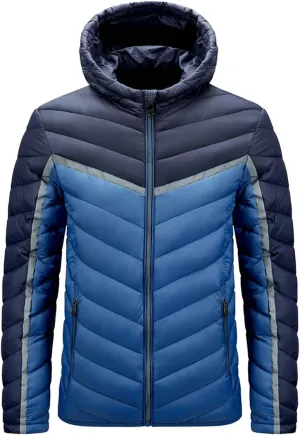 Men's Autumn And Winter Big Hooded Cotton-Padded Jacket Stitching Cotton-Padded Jacket
