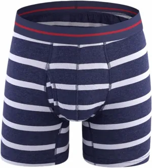 Mens Boxer Briefs With Pouch, Moisture Wicking Performance Underwear For Men Striped Stretch Moisture-Wicking Soft Panties