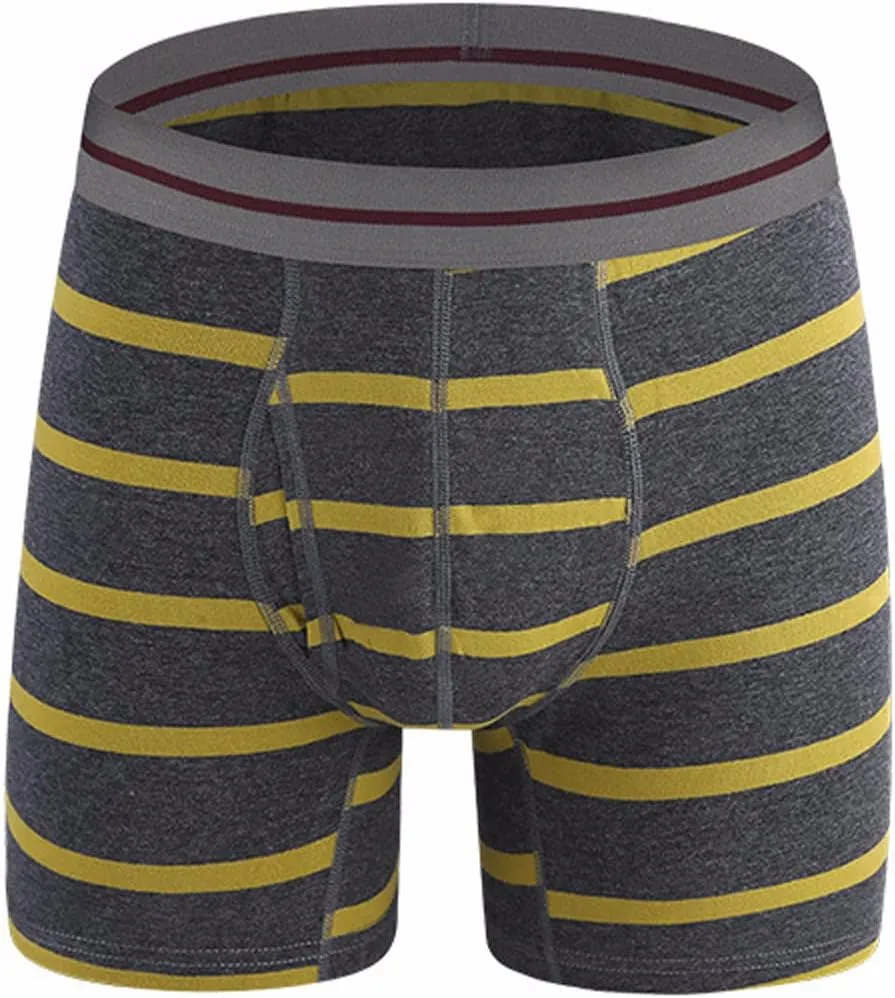 Mens Boxer Briefs With Pouch, Moisture Wicking Performance Underwear For Men Striped Stretch Moisture-Wicking Soft Panties