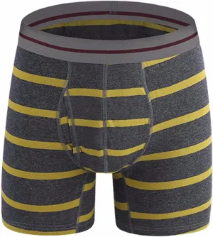 Mens Boxer Briefs With Pouch, Moisture Wicking Performance Underwear For Men Striped Stretch Moisture-Wicking Soft Panties