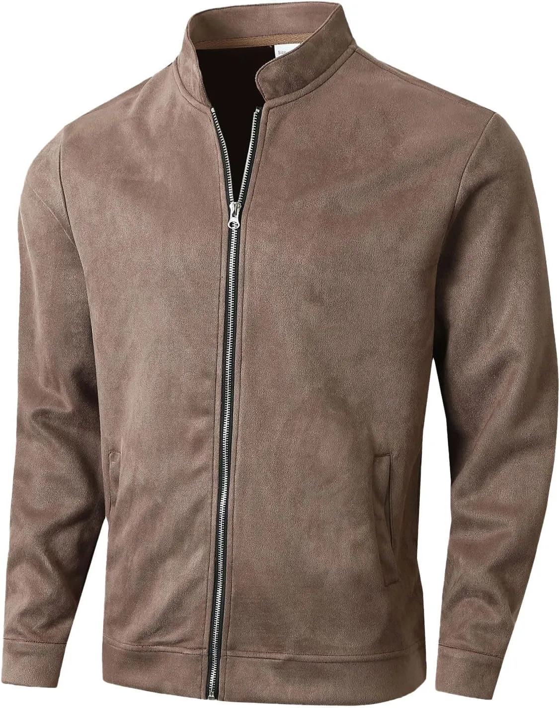 Men's Casual Varsity Jacket Vintage Lightweight Suede Bomber Jackets for Men Leather Baseball Bomber Jacket