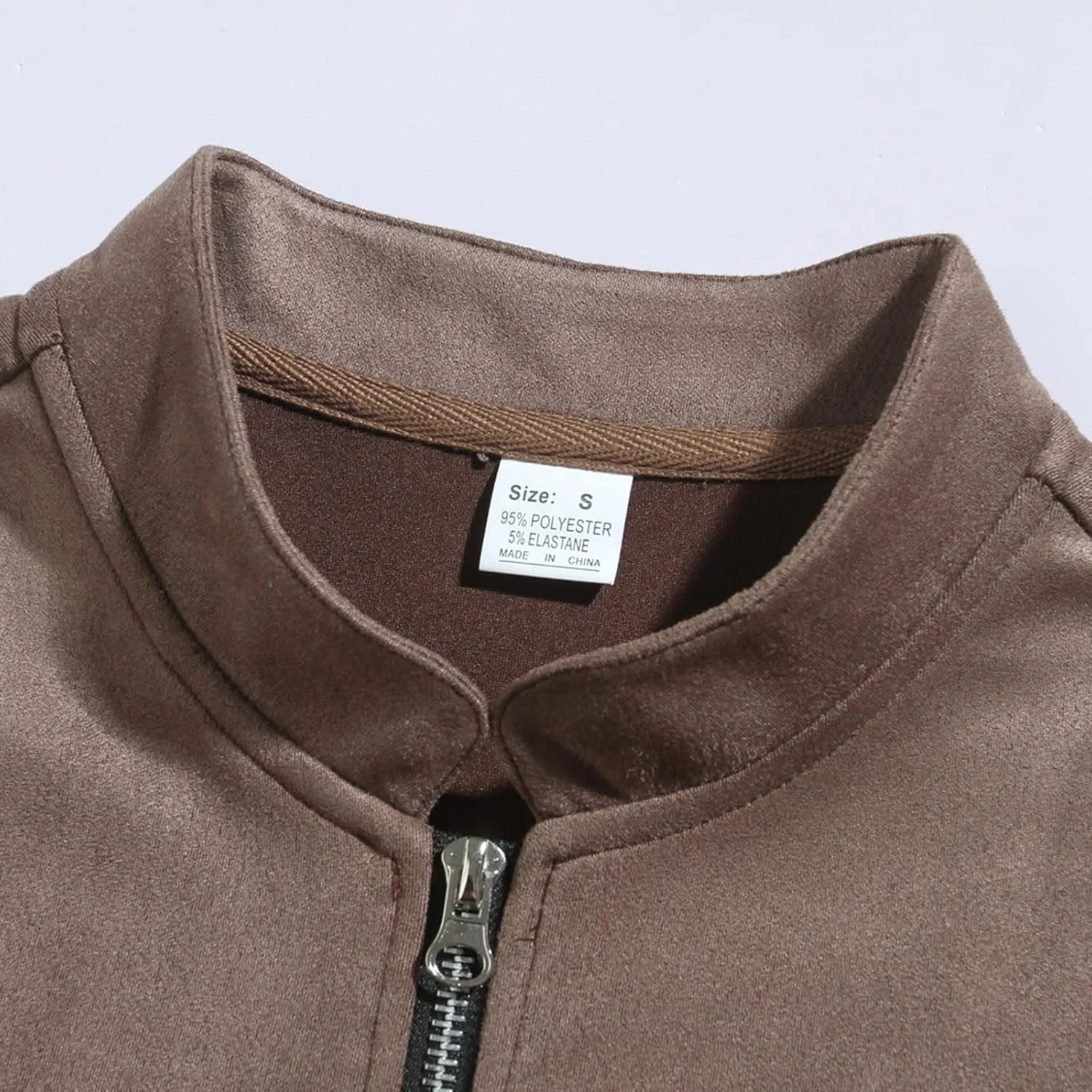 Men's Casual Varsity Jacket Vintage Lightweight Suede Bomber Jackets for Men Leather Baseball Bomber Jacket