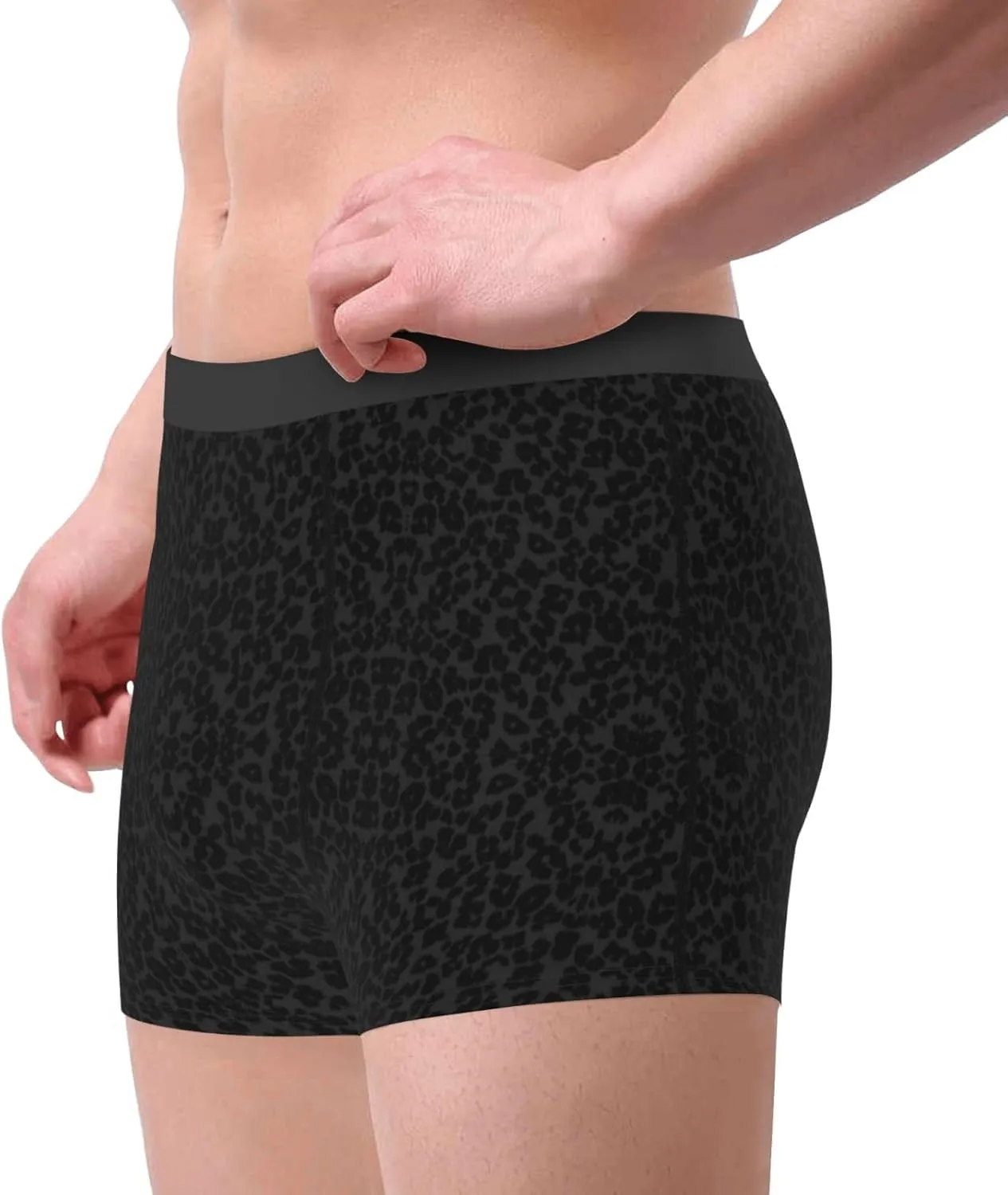 Men'S Cheetah Black Leopard Boxer Briefs Printed Underwear Moisture Wicking