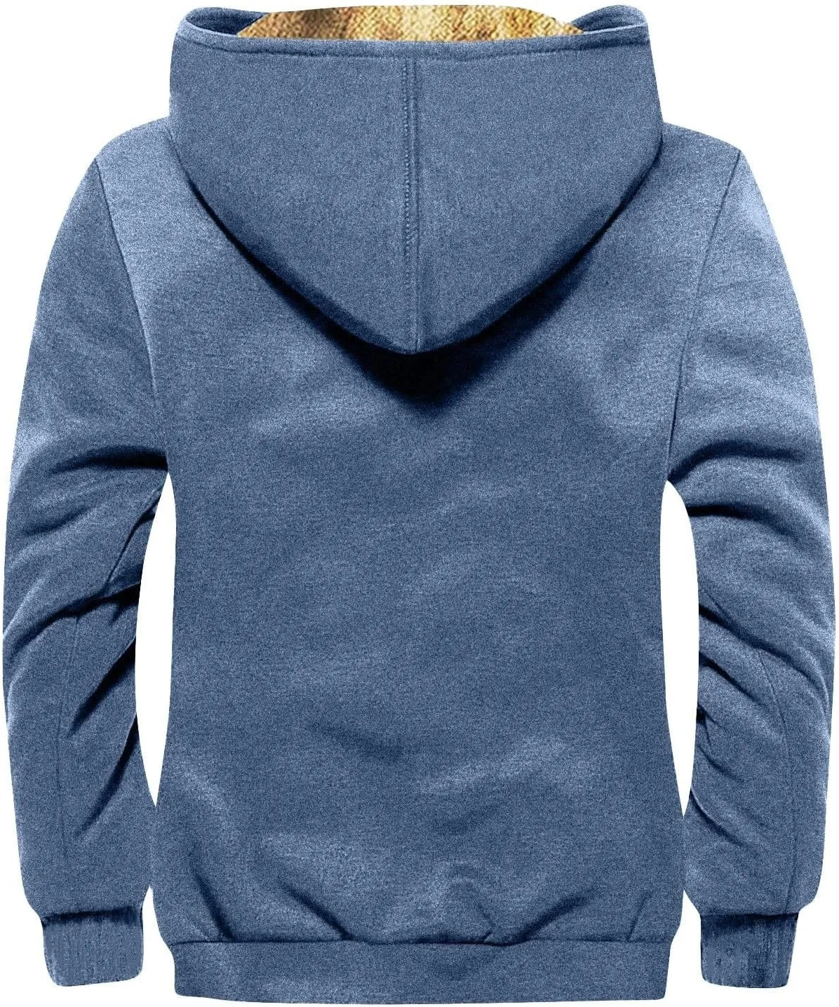 Mens Coat Sherpa Fleece Lined Hoodies Full Zipper Coats Winter Warm Jackets Vintage Printed Outwear