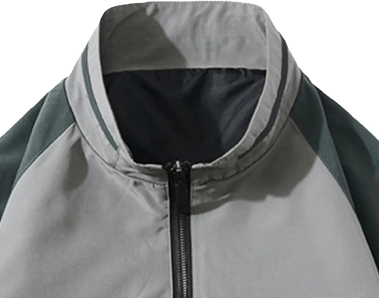 Men's Color Block Lightweight Baseball Jacket Mock Neck Full Zip Varsity Bomber Jacket Winter Warm Padded Coats